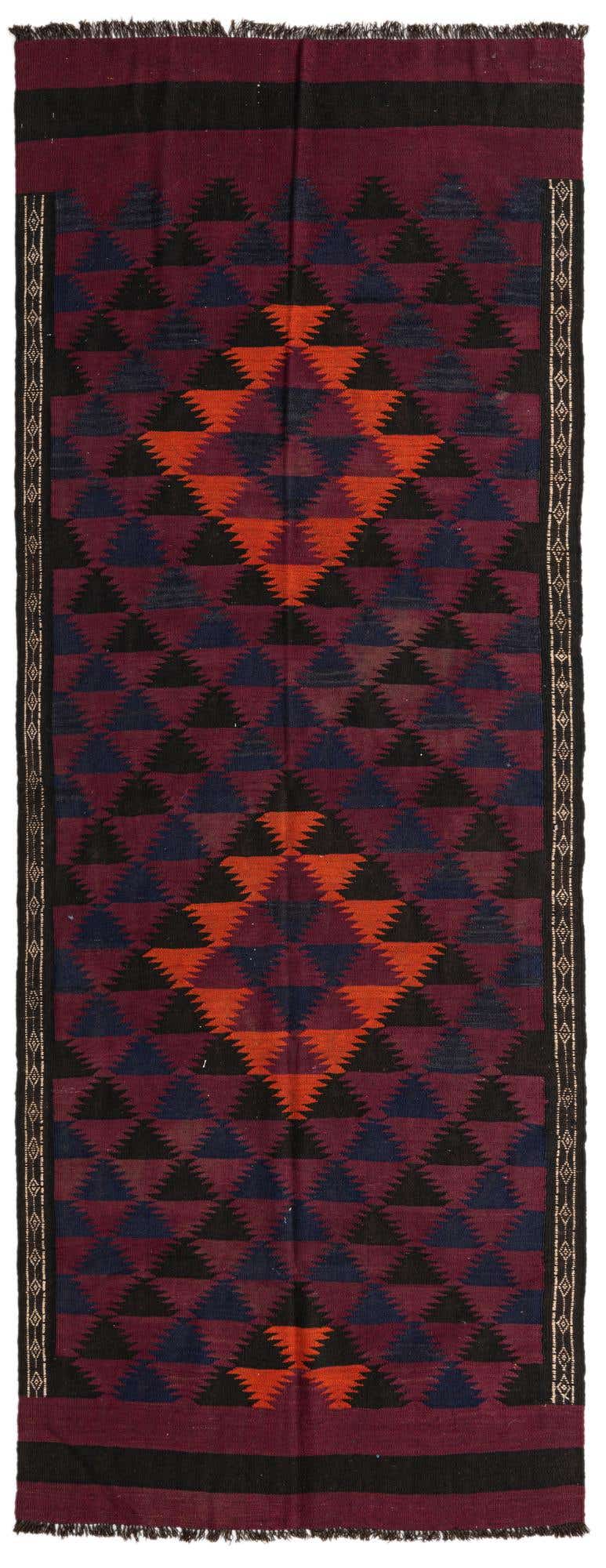 4' 5 x 11' 9 Hand Woven Kilim Fars Wool Runner Rug