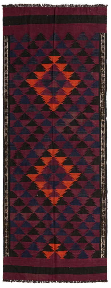 4' 5 x 11' 9 Hand Woven Kilim Fars Wool Runner Rug