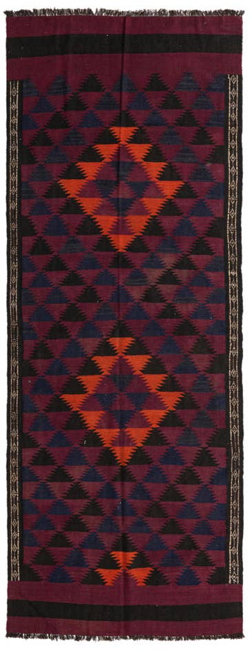 Detail image of 4' 5 x 11' 9 Hand Woven Kilim Fars Wool Runner Rug