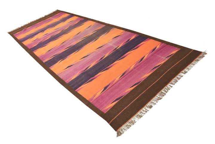 4' 6 x 11' 10 Hand Woven Kilim Fars Wool Runner Rug
