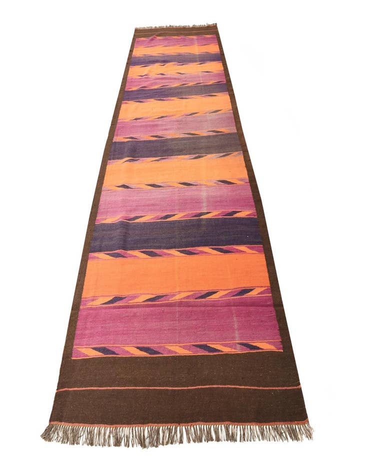 Detail image of 4' 6 x 11' 10  Hand Woven Kilim Fars Wool Runner Rug