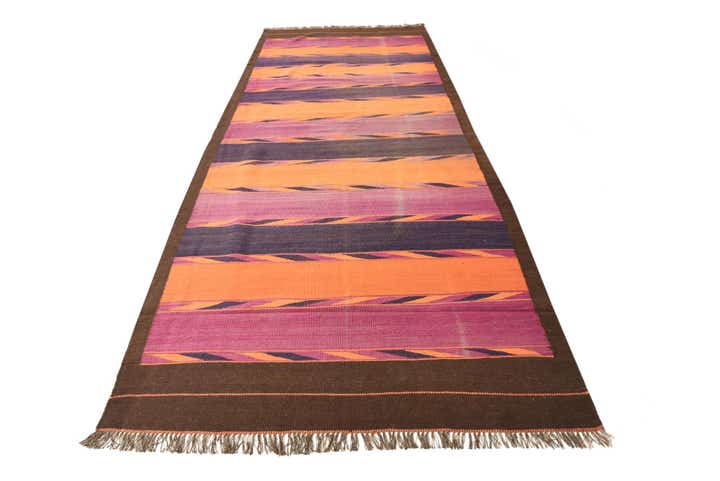 4' 6 x 11' 10 Hand Woven Kilim Fars Wool Runner Rug