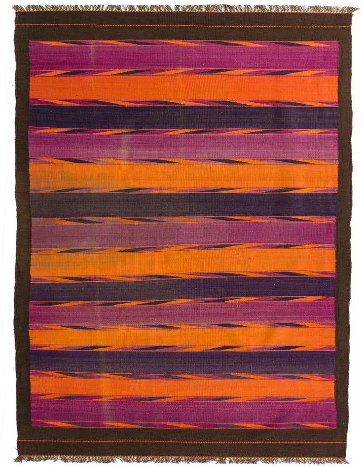 Detail image of 4' 6 x 11' 10 Hand Woven Kilim Fars Wool Runner Rug