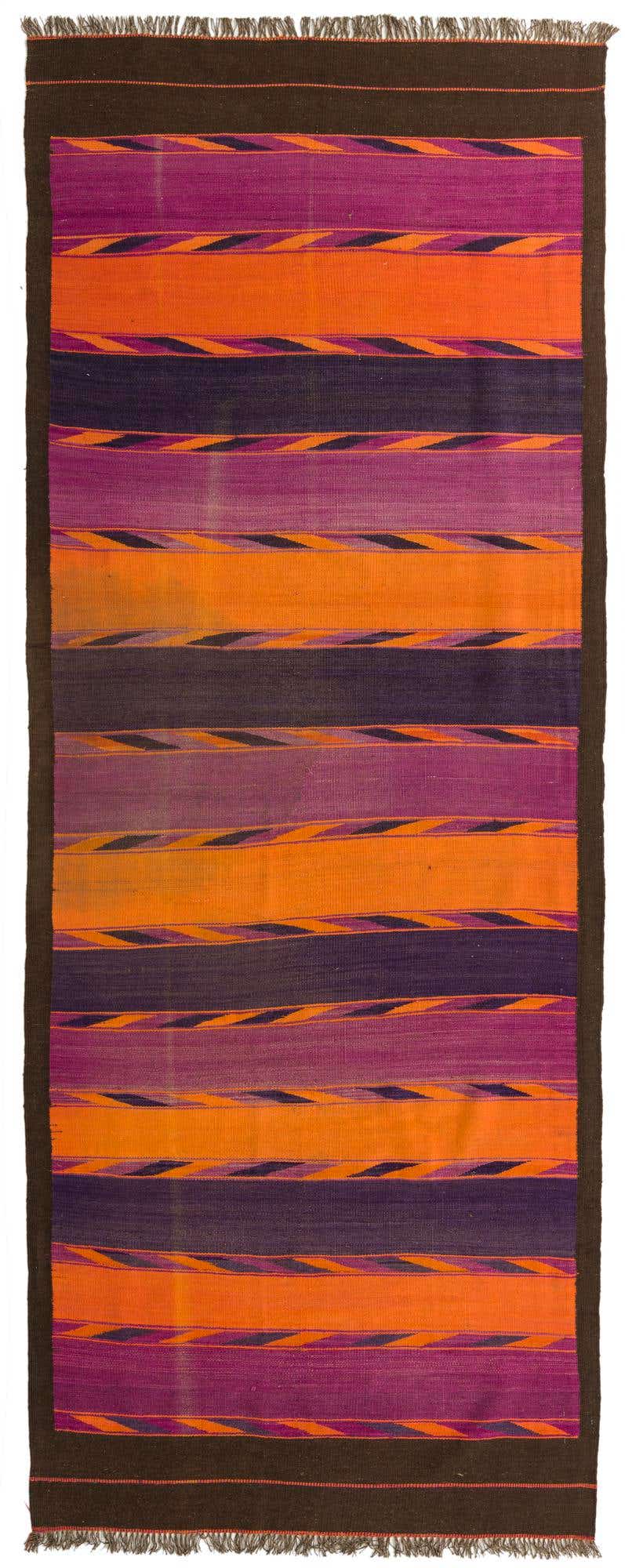 4' 6 x 11' 10 Hand Woven Kilim Fars Wool Runner Rug