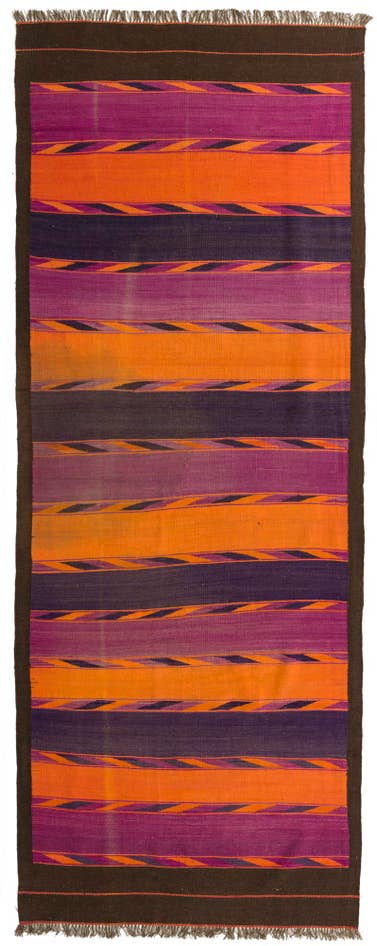 Detail image of 4' 6 x 11' 10 Hand Woven Kilim Fars Wool Runner Rug