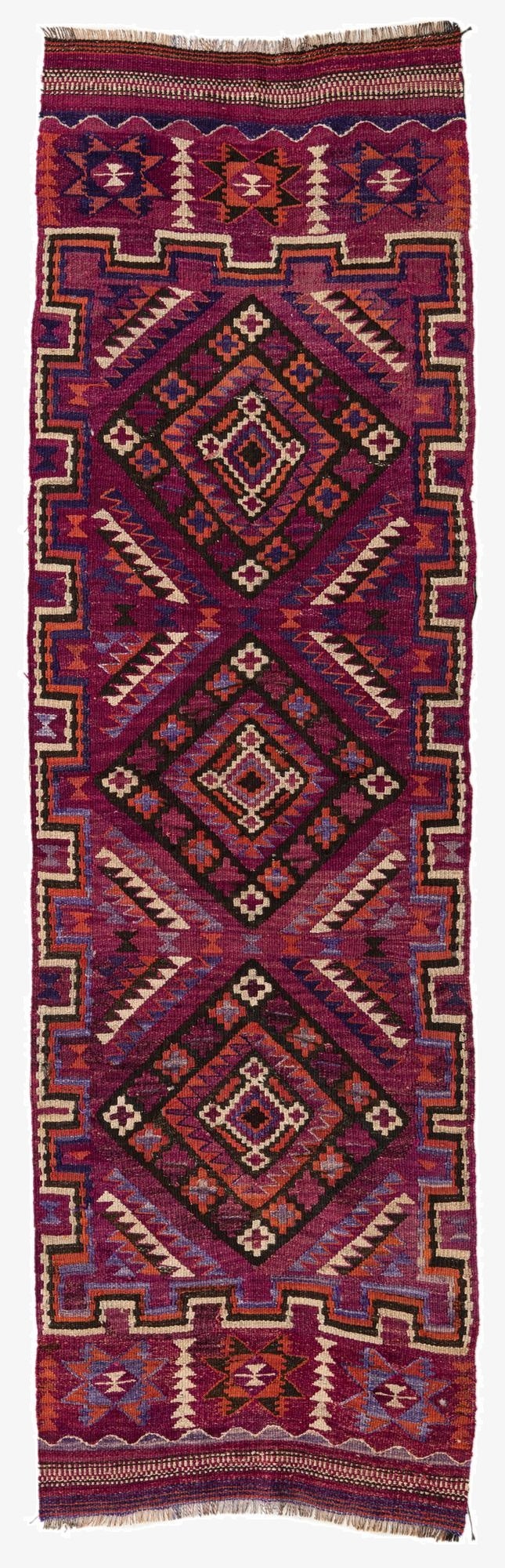 3' x 9' 7  Hand Woven Kilim Fars Wool Runner Rug