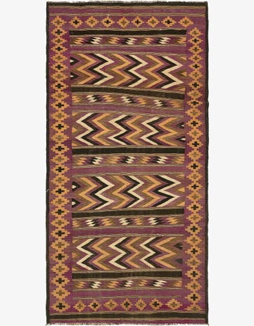 6' x 12' 7 Hand Woven Kilim Fars Wool Runner Rug