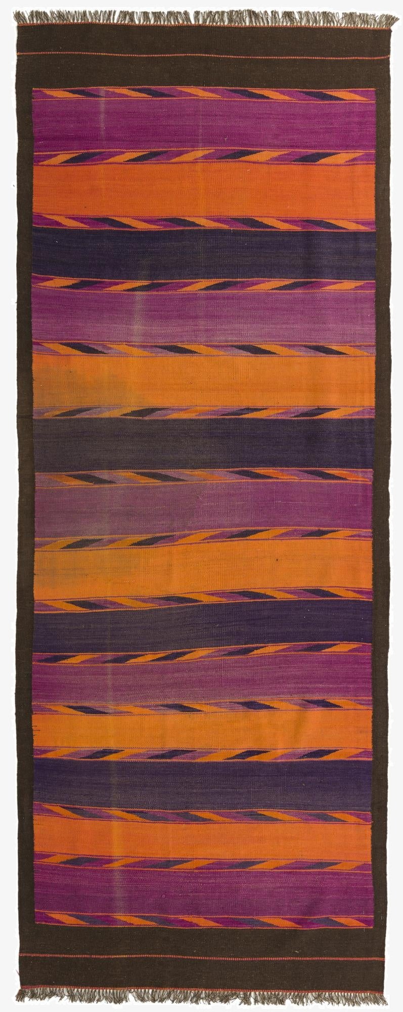 4' 6 x 11' 10  Hand Woven Kilim Fars Wool Runner Rug