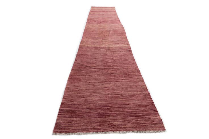 Detail image of 2' 10 x 16' 5 Hand Woven Kilim Modern Wool Runner Rug