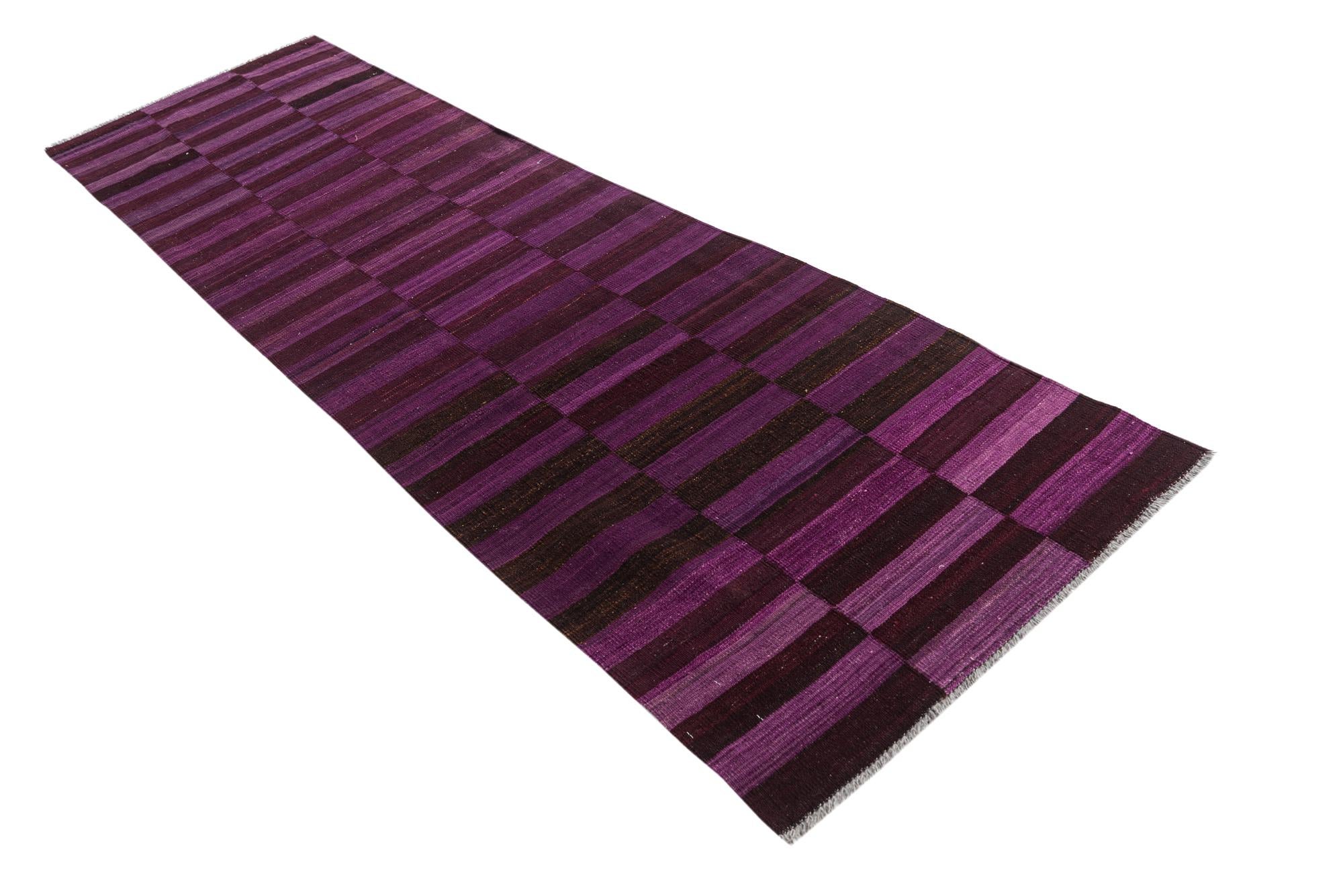 2' 10 x 10' Hand Woven Kilim Modern Wool Runner Rug