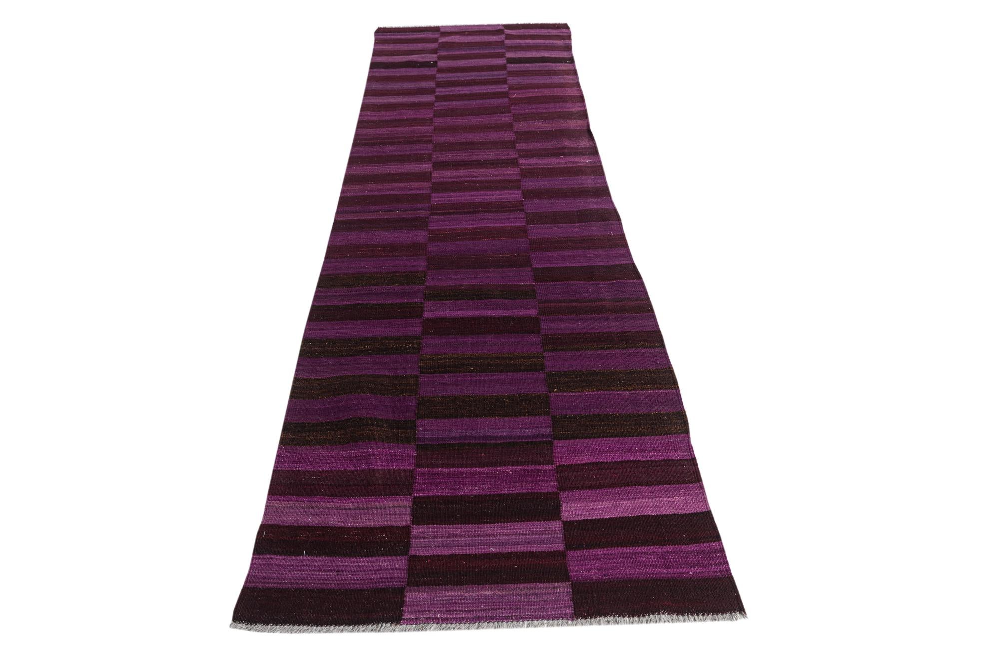 2' 10 x 10' Hand Woven Kilim Modern Wool Runner Rug
