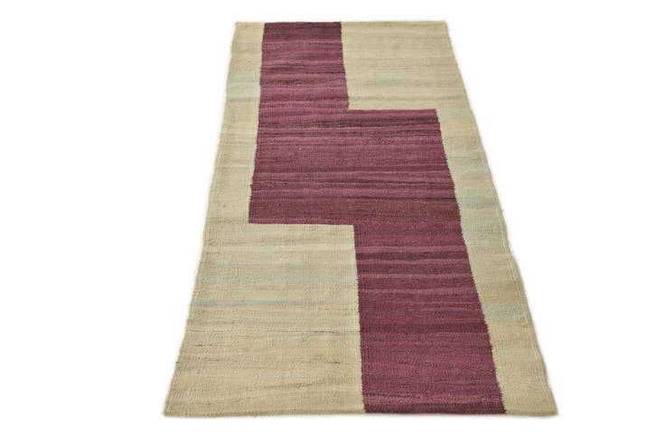 Detail image of 2' 4 x 5' 4 Hand Woven Kilim Modern Wool Runner Rug