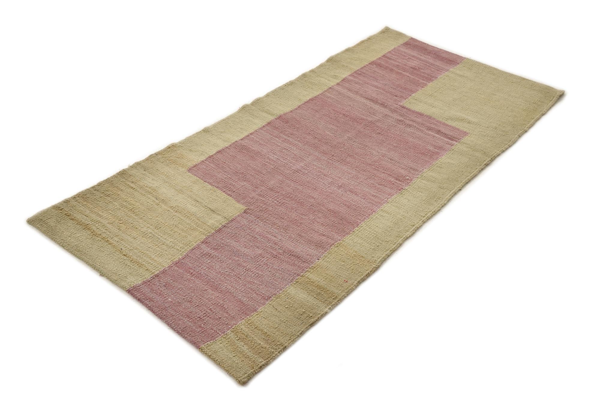 2' 5 x 5' 3 Hand Woven Kilim Modern Wool Runner Rug