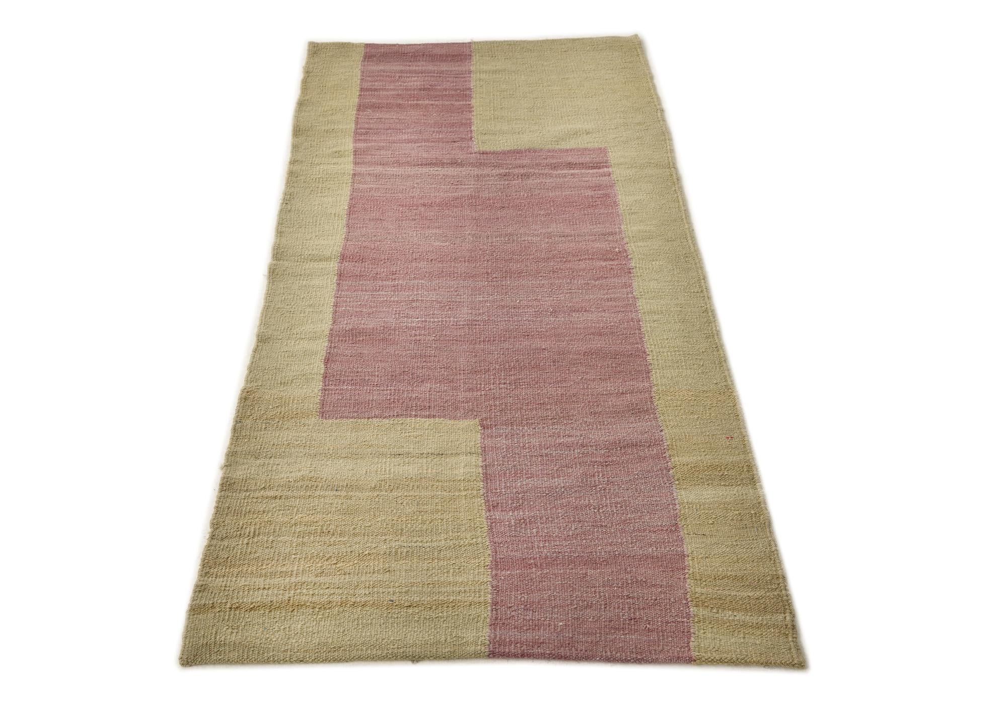 2' 5 x 5' 3 Hand Woven Kilim Modern Wool Runner Rug
