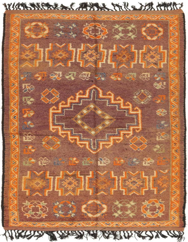 Detail image of 5' 5 x 10' 10 Hand Knotted Moroccan Wool Runner Rug