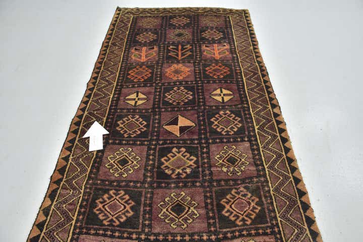 4' 4 x 9' Hand Knotted Shiraz-Lori Persian Wool Runner Rug