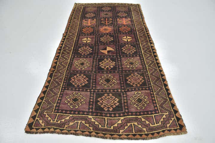 4' 4 x 9' Hand Knotted Shiraz-Lori Persian Wool Runner Rug