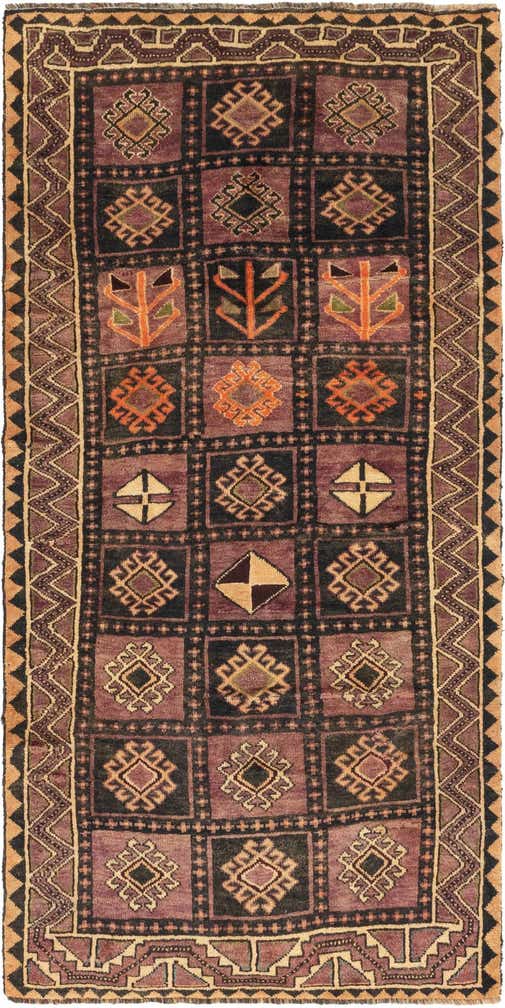 4' 4 x 9' Hand Knotted Shiraz-Lori Persian Wool Runner Rug