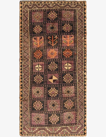 4' 4 x 9' Hand Knotted Shiraz-Lori Persian Wool Runner Rug