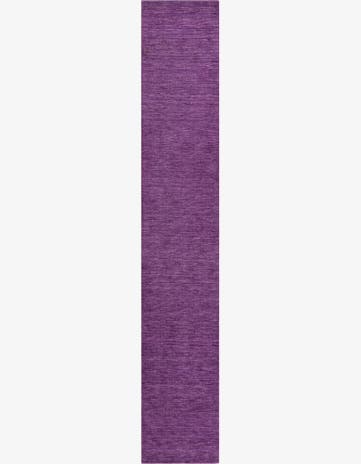 Purple Hand Knotted Solid Gabbeh Wool Runner Rug