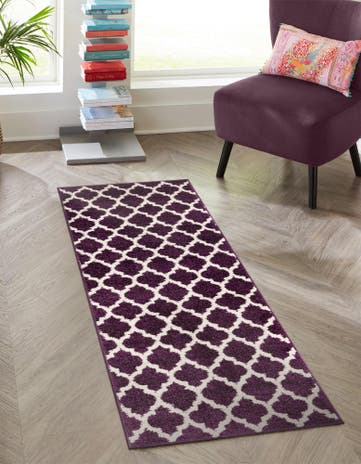 Purple Trellis Runner Rug