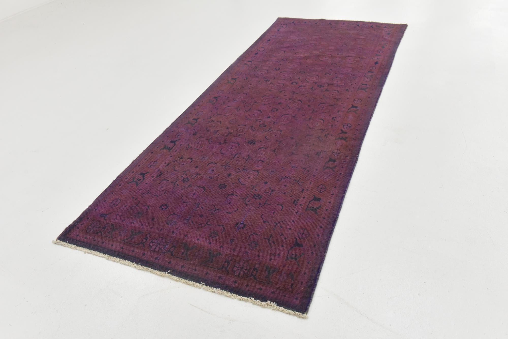 3' 9 x 9' 9 Hand Knotted Ultra Vintage Persian Wool Runner Rug