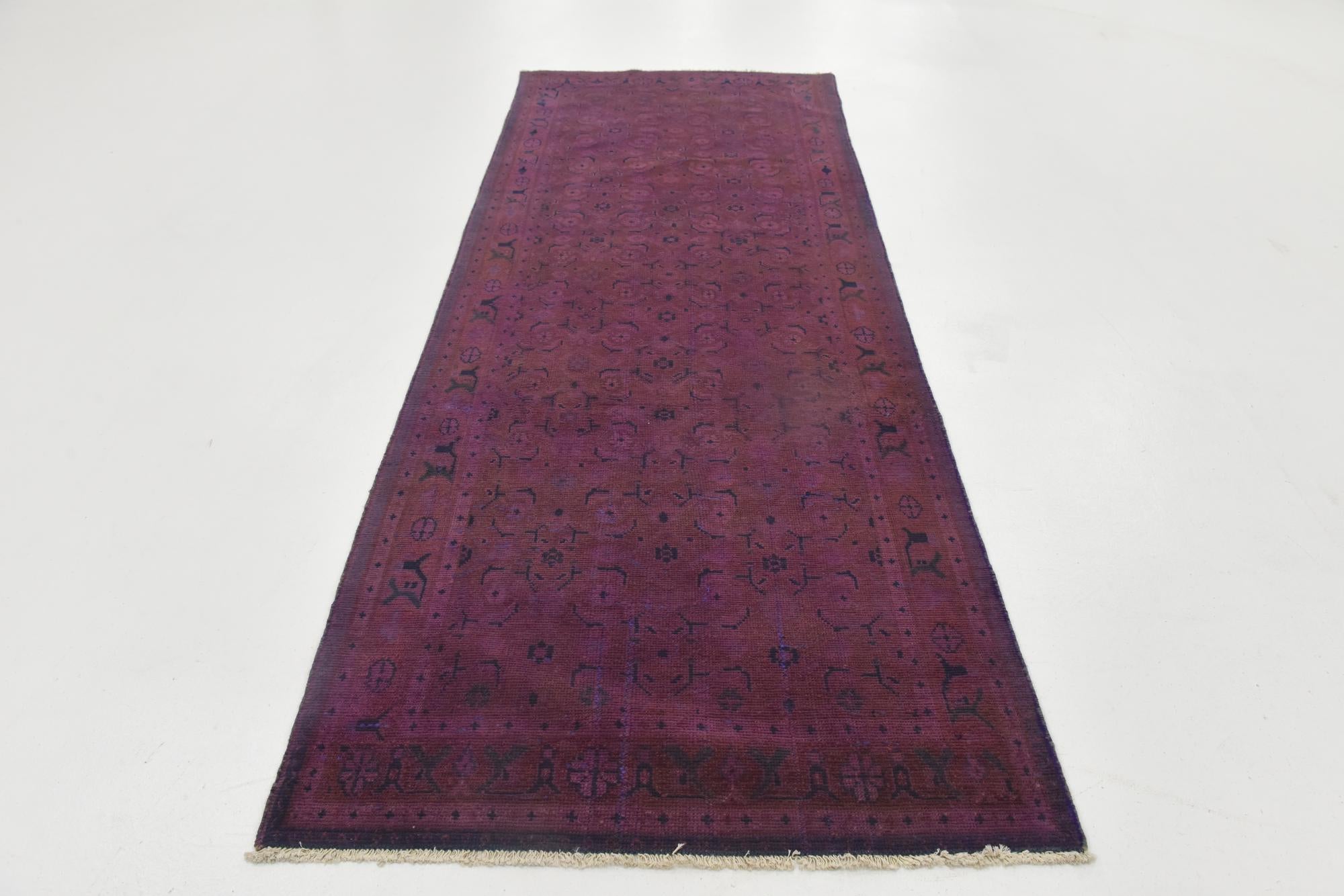 3' 9 x 9' 9 Hand Knotted Ultra Vintage Persian Wool Runner Rug