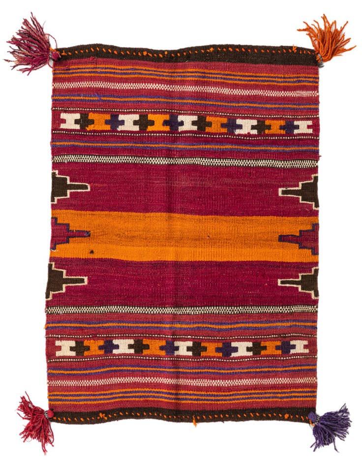 Detail image of 3' x 3' 8 Hand Woven Kilim Afghan Wool Square Rug