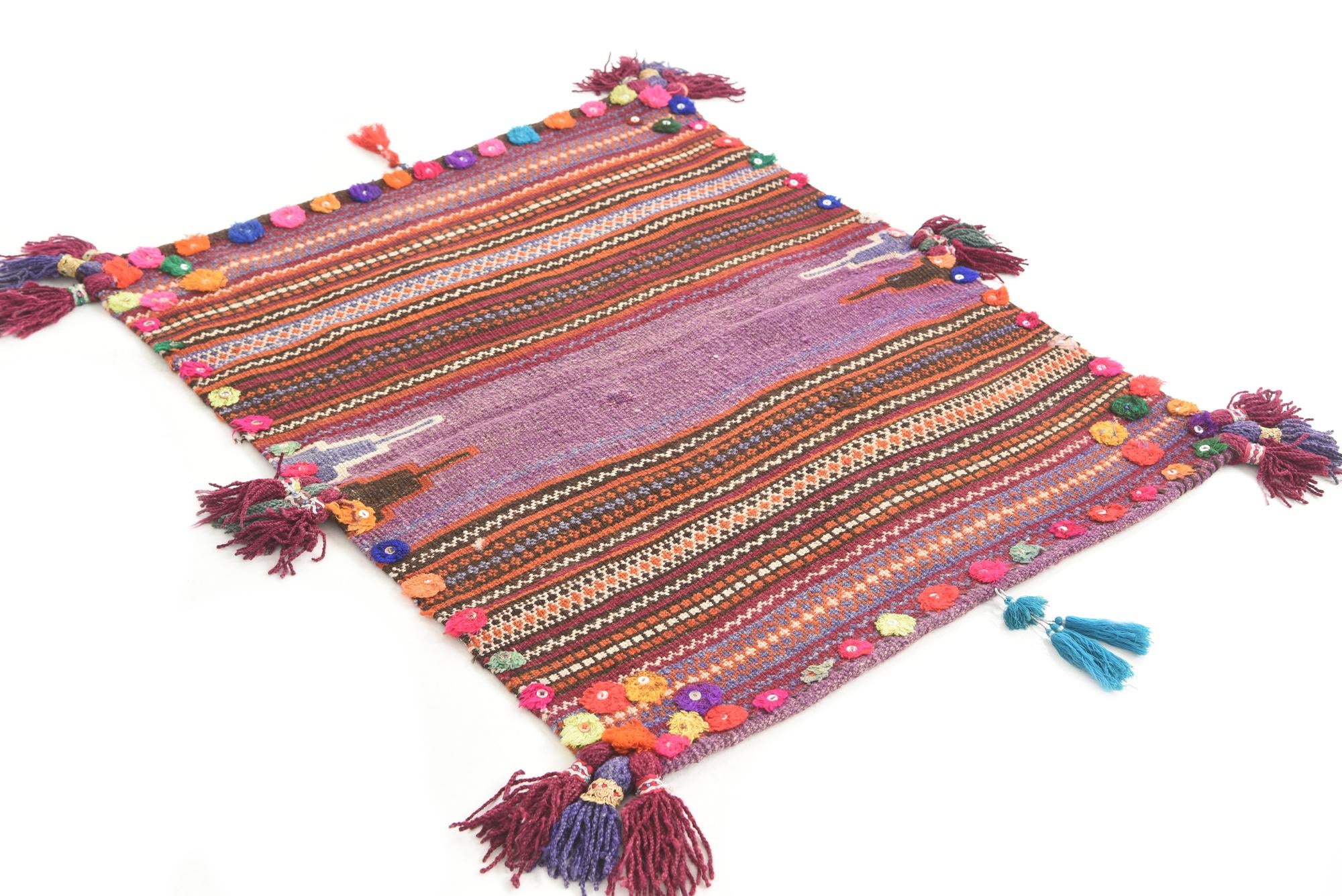 3' 1 x 3' 8 Hand Woven Kilim Fars Wool Square Rug
