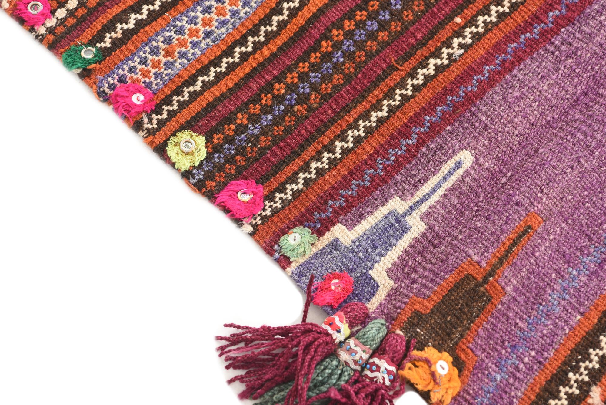 3' 1 x 3' 8 Hand Woven Kilim Fars Wool Square Rug