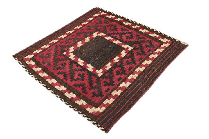 3' 8 x 3' 8 Hand Woven Kilim Fars Wool Square Rug