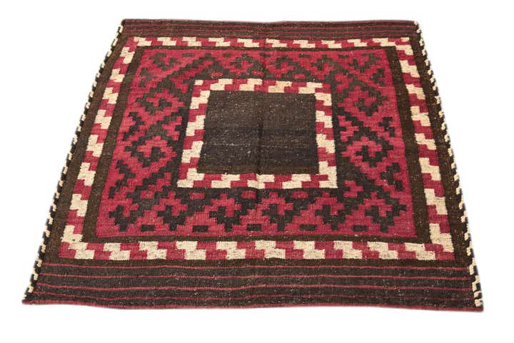 3' 8 x 3' 8 Hand Woven Kilim Fars Wool Square Rug