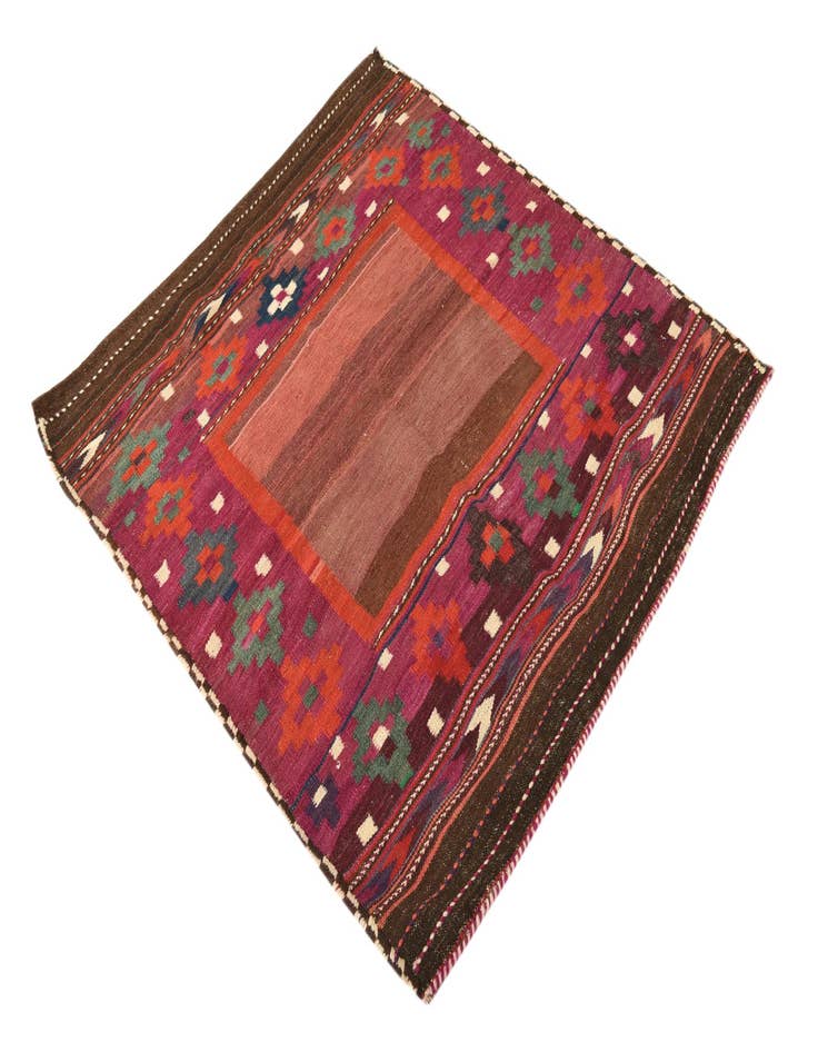 Detail image of 3' 9 x 4' 3  Hand Woven Kilim Fars Wool Square Rug