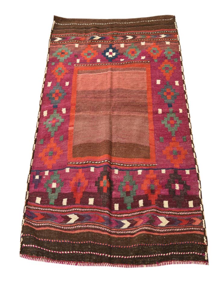 Detail image of 3' 9 x 4' 3  Hand Woven Kilim Fars Wool Square Rug