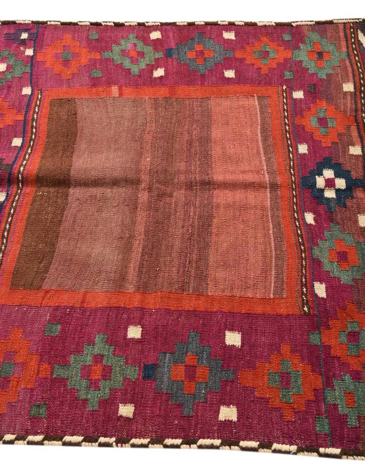 Detail image of 3' 9 x 4' 3  Hand Woven Kilim Fars Wool Square Rug