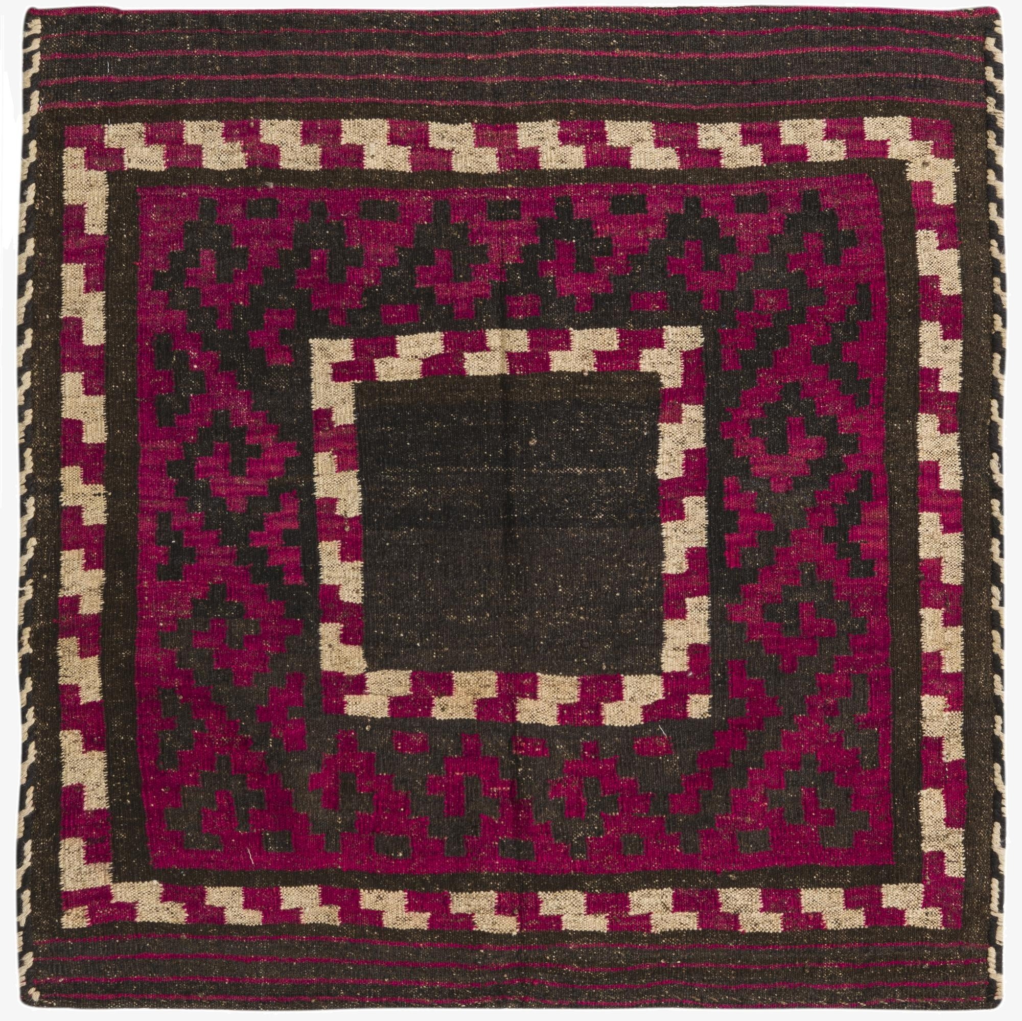 3' 8 x 3' 8  Hand Woven Kilim Fars Wool Square Rug