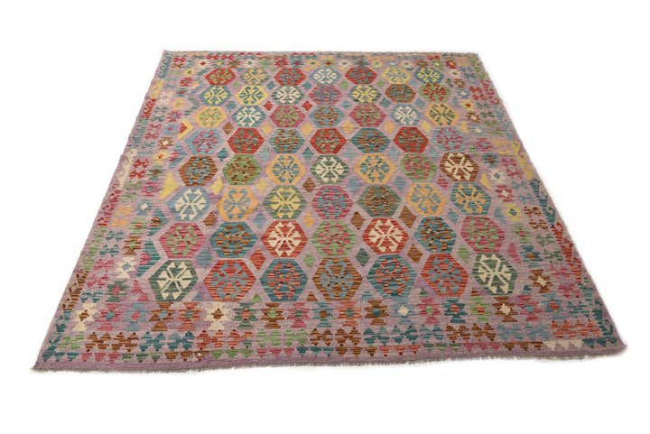 8' 9 x 9' 4 Hand Woven Kilim Modern Wool Square Rug
