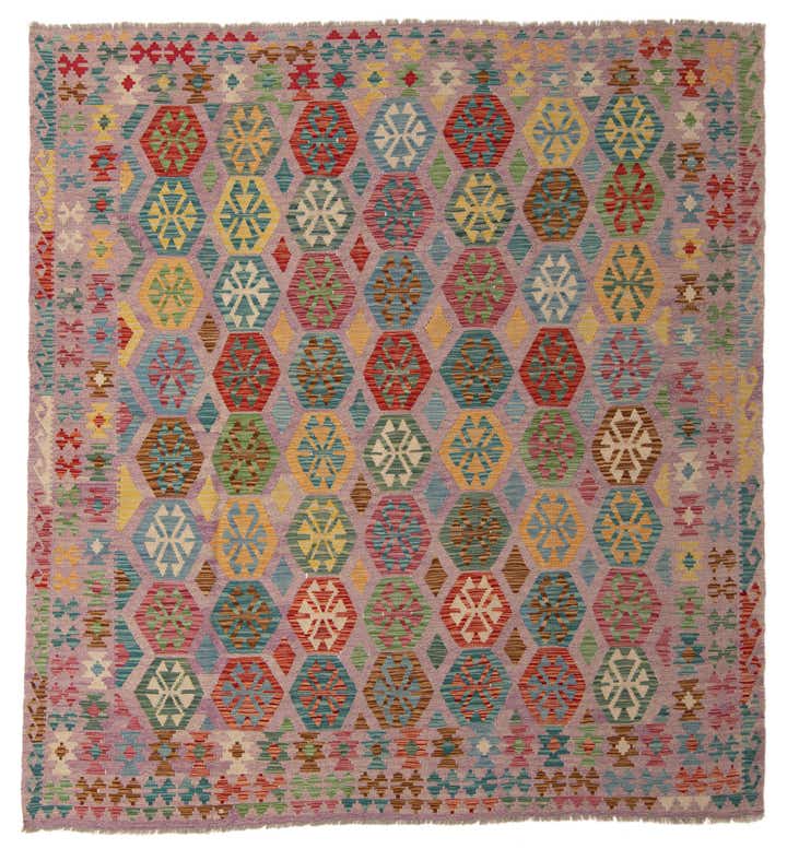 8' 9 x 9' 4 Hand Woven Kilim Modern Wool Square Rug
