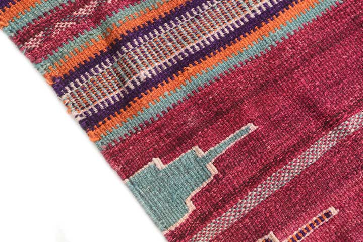 3' 3 x 3' 5 Hand Woven Kilim Modern Wool Square Rug