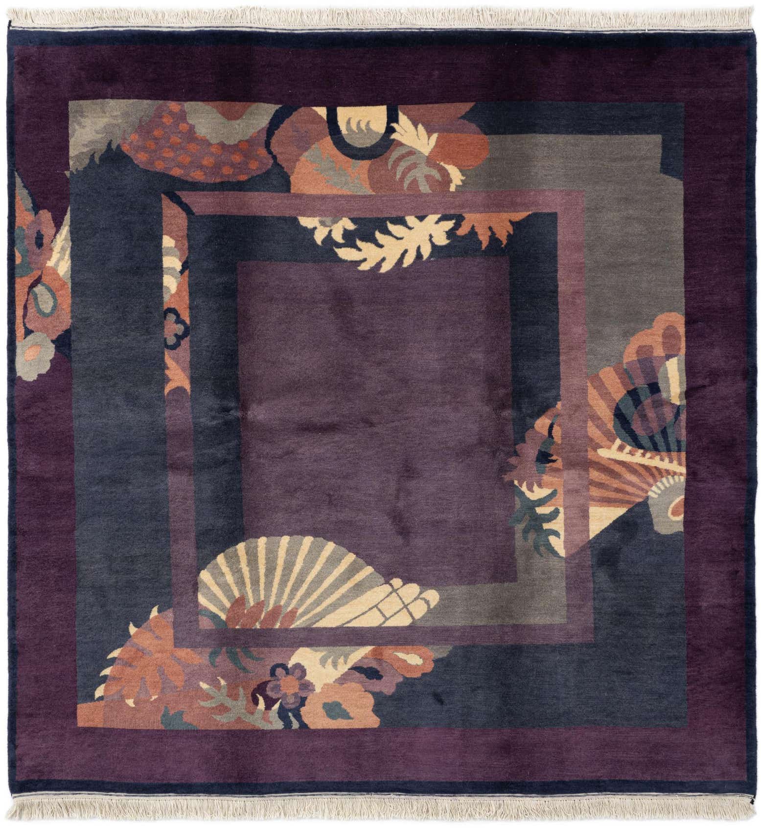 8' x 8' 2 Hand Knotted Tibet Oriental Wool Square Rug