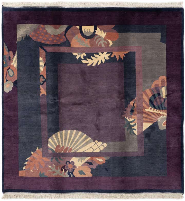 8' x 8' 2 Hand Knotted Tibet Oriental Wool Square Rug