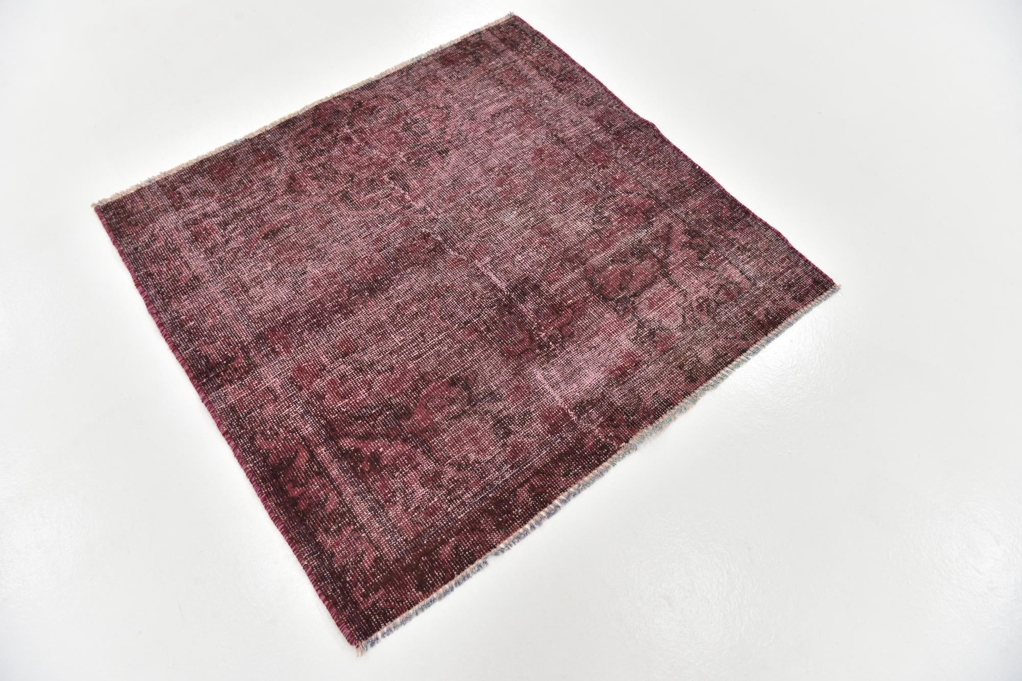 3' 8 x 4' Hand Knotted Ultra Vintage Persian Wool Square Rug