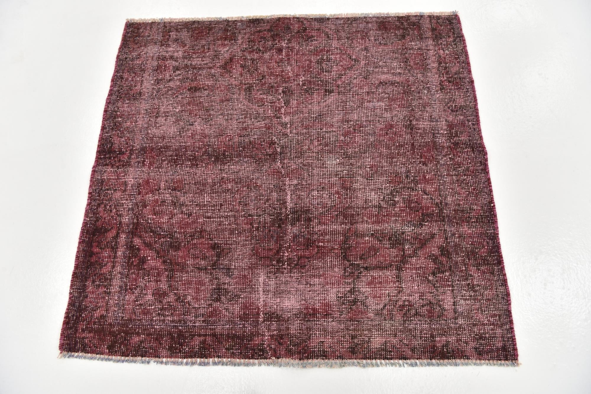 3' 8 x 4' Hand Knotted Ultra Vintage Persian Wool Square Rug