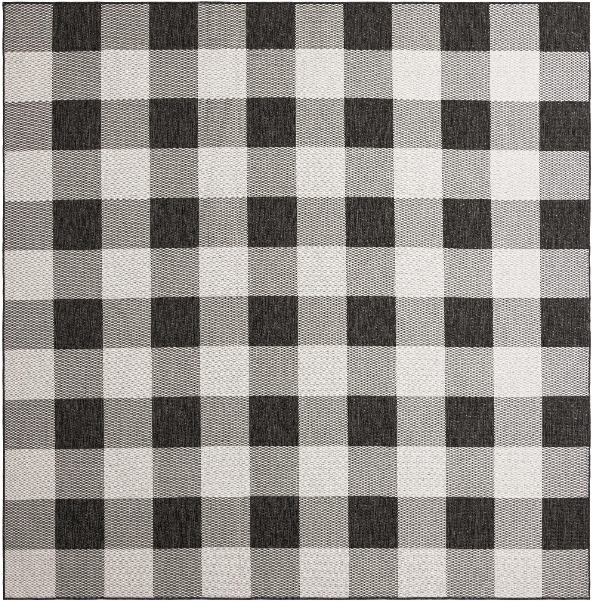 Ramona · Checkered Outdoor Rug, black and white