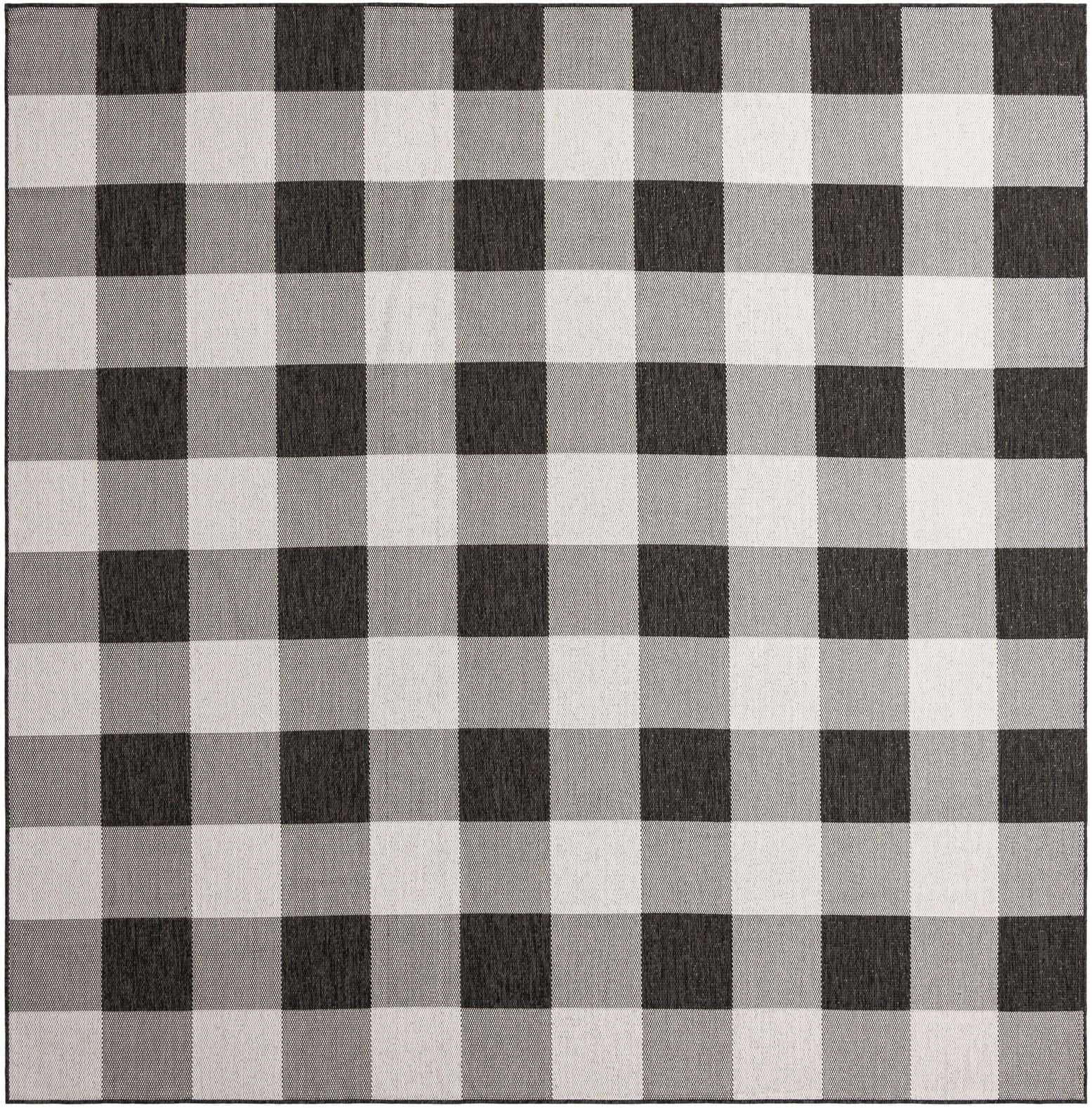 10' x 10' Ramona · Checkered Outdoor Rug, black and white