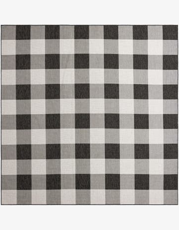 Ramona · Checkered Outdoor Rug, black and white