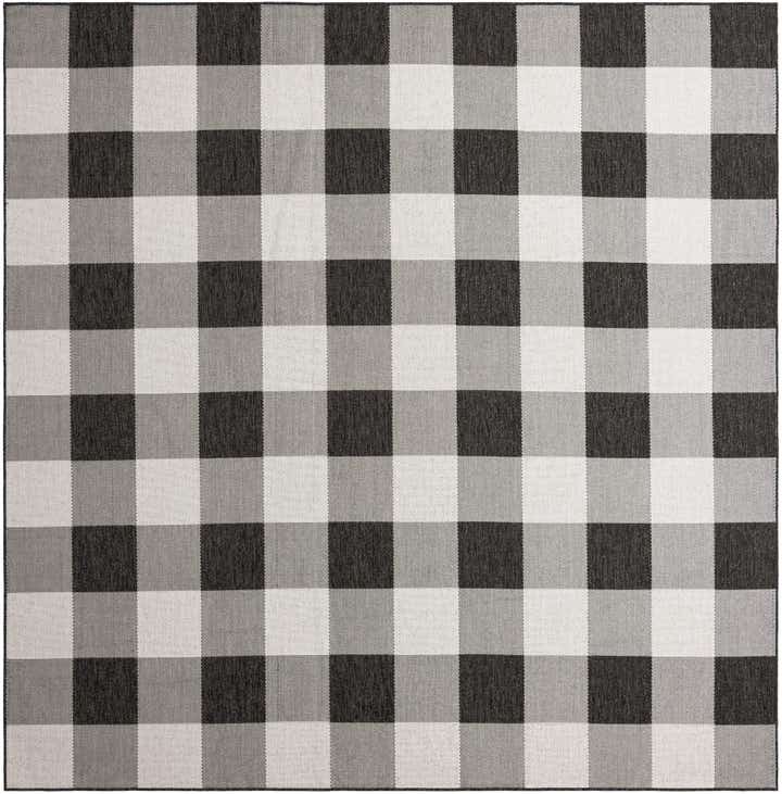 10' x 10' Ramona · Checkered Outdoor Rug, black and white
