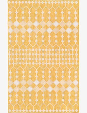 5' 3 x 8' Ramsden · Geometric trellis Outdoor Rug, yellow and ivory