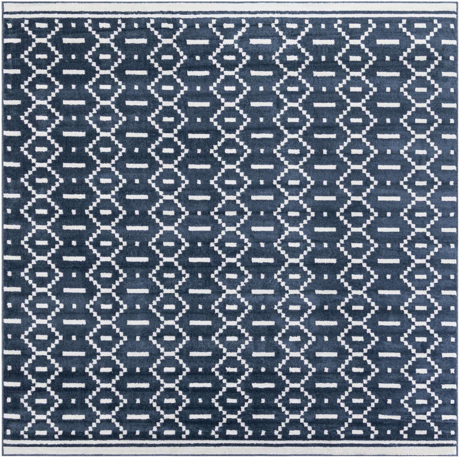 10' x 10' Rankin · Geometric rug, blue and ivory