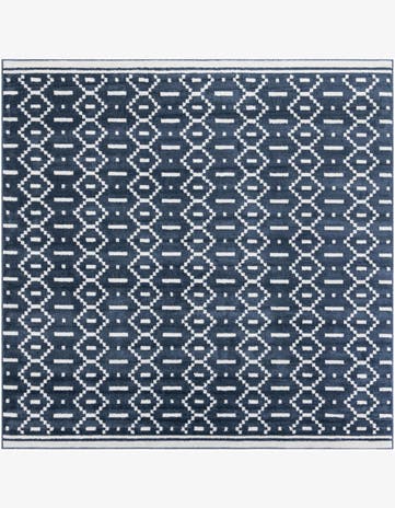 Rankin · Geometric rug, blue and ivory